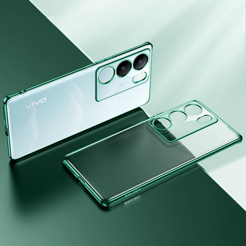 Uniqkart Nature Series for vivo S17 5G Matte TPU Case Electroplating Anti-drop Cell Phone Cover - Green