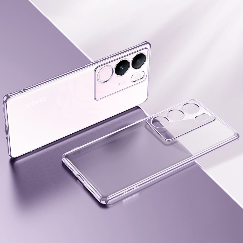 Uniqkart Nature Series for vivo S17 5G Matte TPU Case Electroplating Anti-drop Cell Phone Cover - Purple