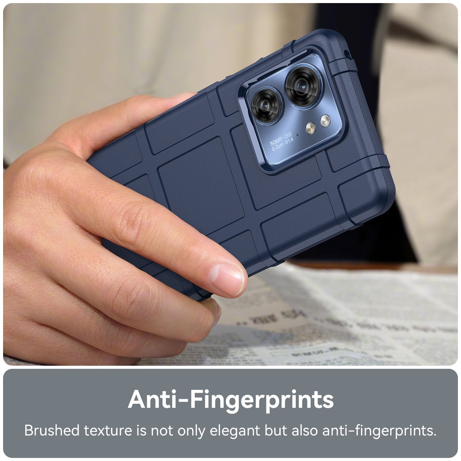 Uniqkart for Motorola Edge 40 5G Square Grid Texture Shockproof TPU Phone Case Back Cover - Blue