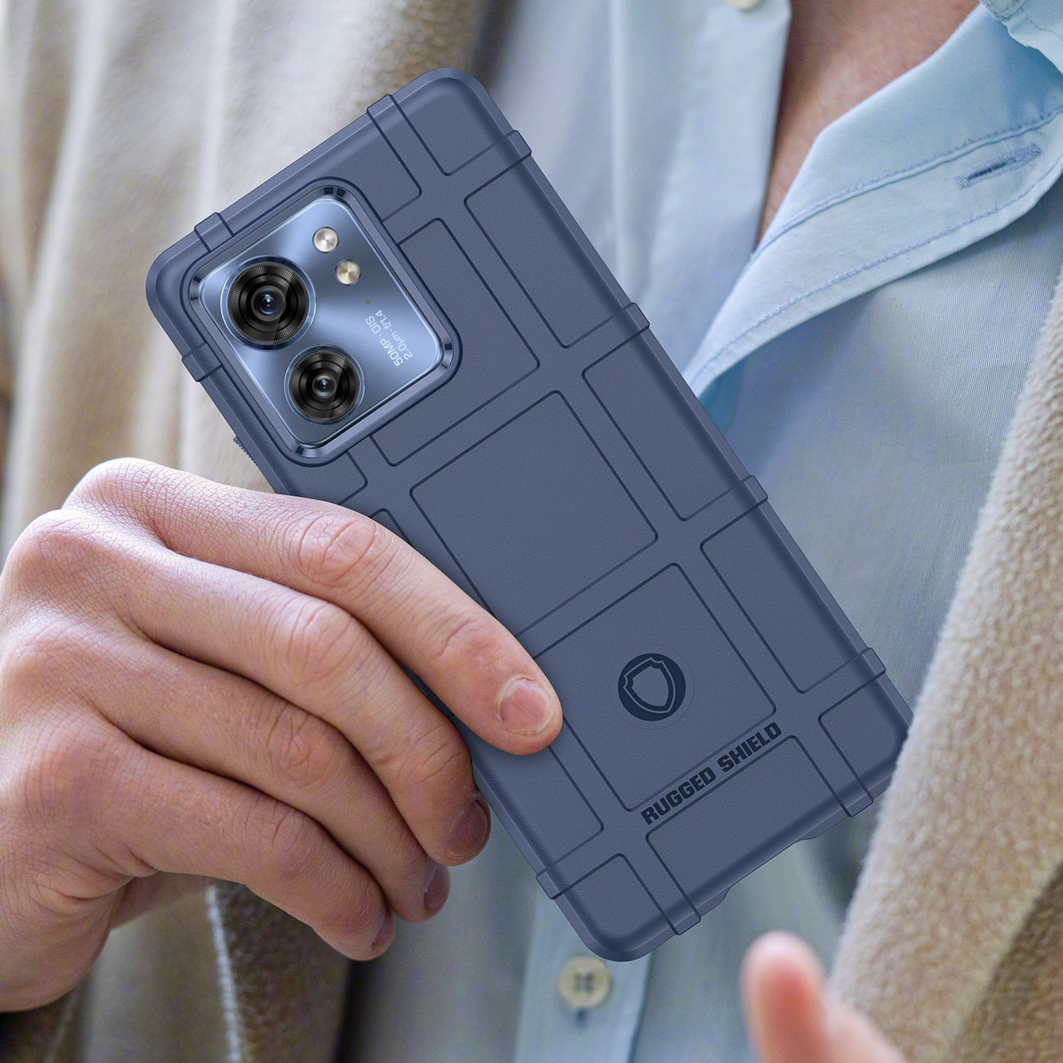 Uniqkart for Motorola Edge 40 5G Square Grid Texture Shockproof TPU Phone Case Back Cover - Blue