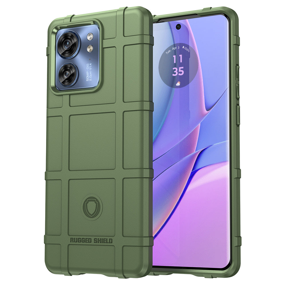 Uniqkart for Motorola Edge 40 5G Square Grid Texture Shockproof TPU Phone Case Back Cover - Green