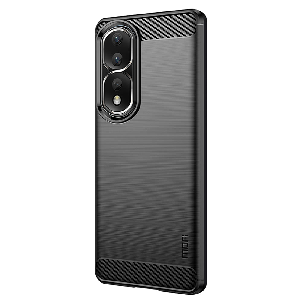 Uniqkart TPU Series-1 for Honor 90 Pro TPU Phone Case Carbon Fiber Brushed Phone Cover - Black