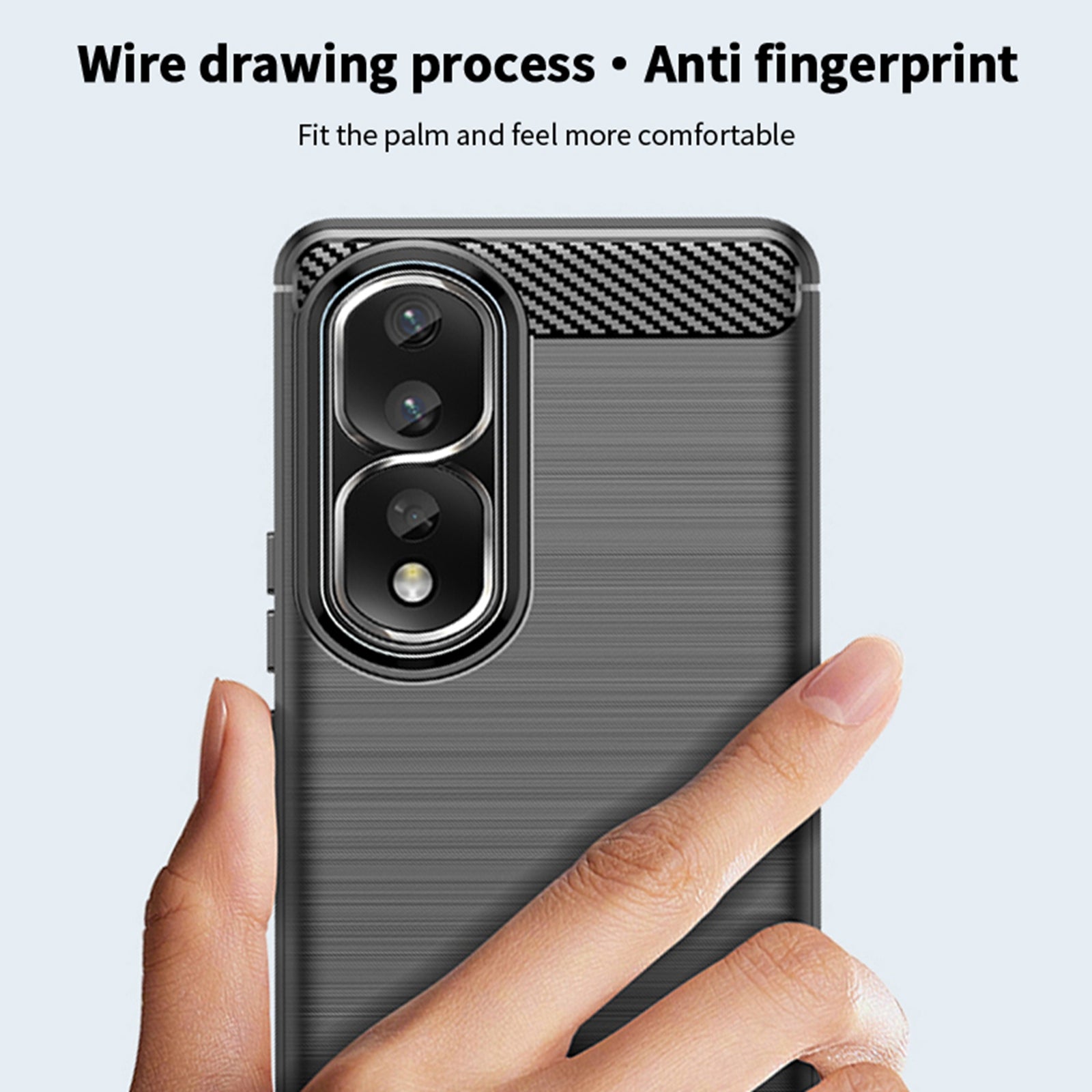 Uniqkart TPU Series-1 for Honor 90 Pro TPU Phone Case Carbon Fiber Brushed Phone Cover - Black