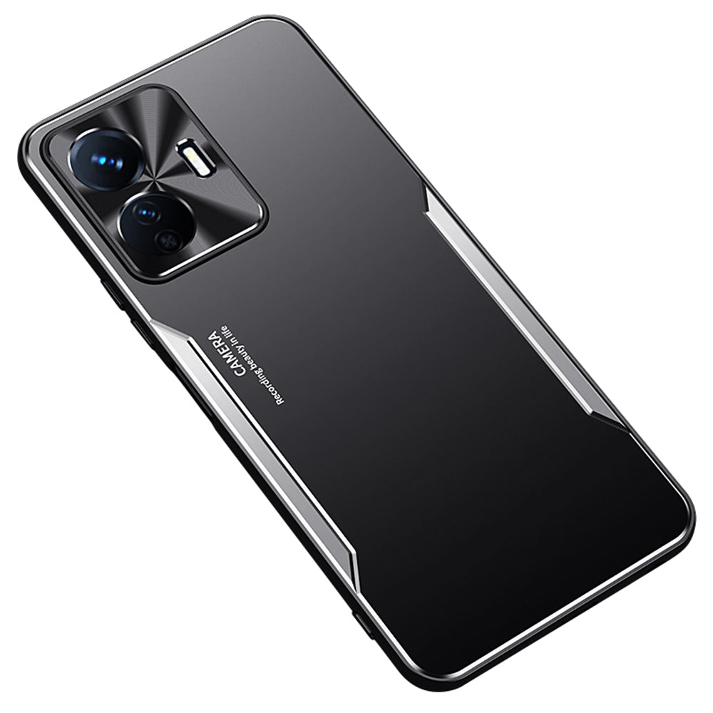 Uniqkart for vivo Y77e 5G Aluminium Alloy+TPU Phone Case Anti-drop Mobile Phone Shell - Silver