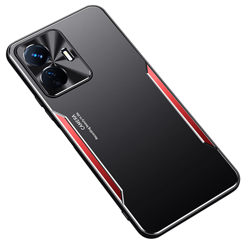 Uniqkart for vivo Y77e 5G Aluminium Alloy+TPU Phone Case Anti-drop Mobile Phone Shell - Red