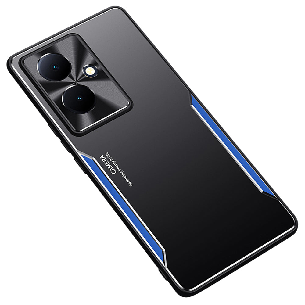 Uniqkart for vivo Y78+ 5G Aluminium Alloy+TPU Phone Case Mobile Phone Shockproof Shell - Blue