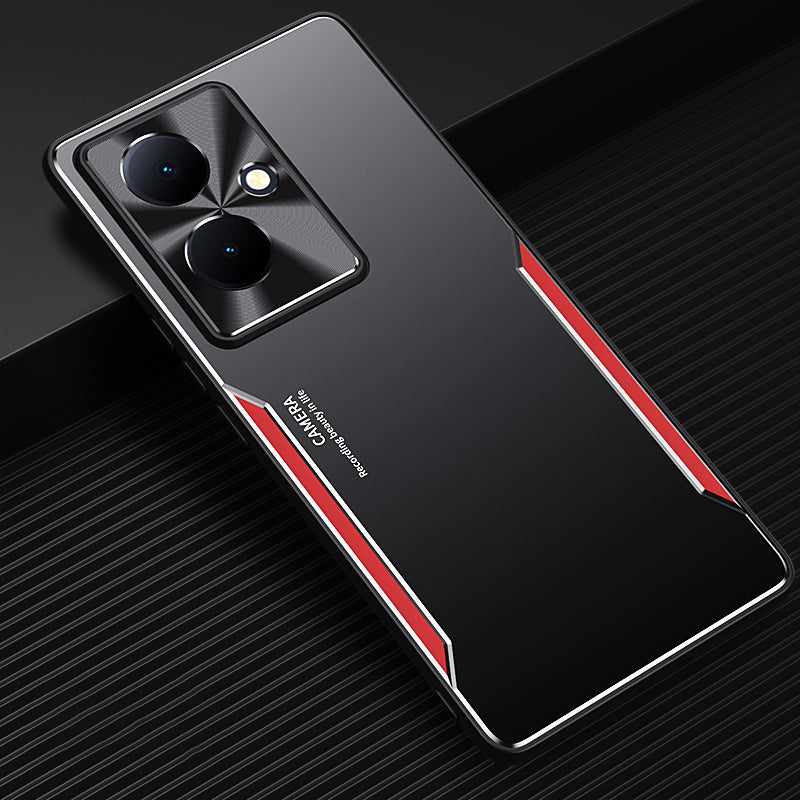 Uniqkart for vivo Y78+ 5G Aluminium Alloy+TPU Phone Case Mobile Phone Shockproof Shell - Red