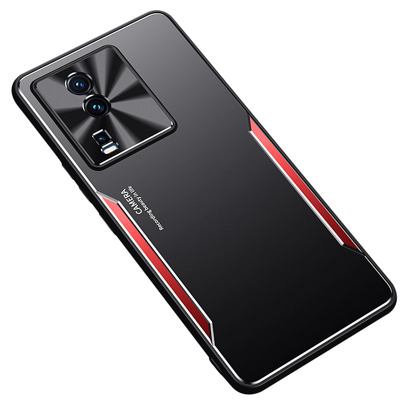 Uniqkart for vivo iQOO Neo7 5G Slim Phone Case Aluminum Alloy + TPU Case Shockproof Anti-Scratch Phone Cover - Red