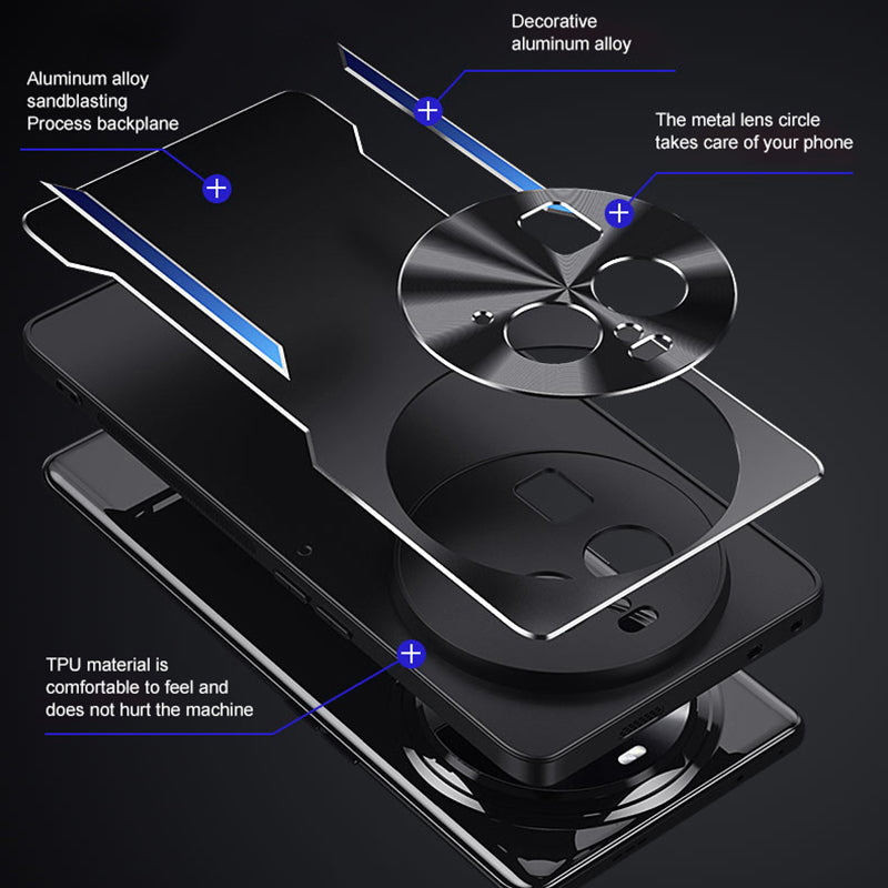 Uniqkart for Oppo Find X6 Pro Phone Case Aluminum Alloy + TPU Slim Case Protective Anti-Drop Phone Cover - Blue