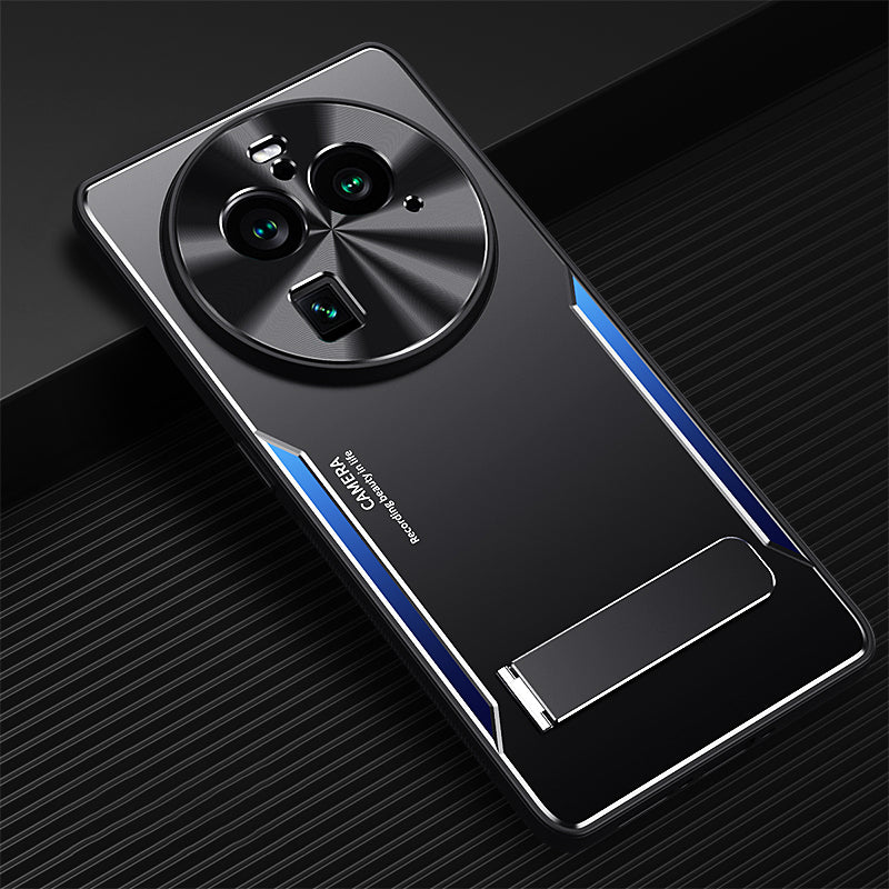Uniqkart for Oppo Find X6 Pro Kickstand Phone Case TPU + Aluminum Alloy Anti-Fall Phone Cover - Blue