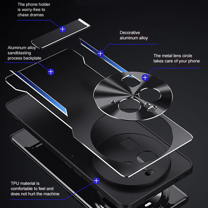 Uniqkart for Oppo Find X6 Pro Kickstand Phone Case TPU + Aluminum Alloy Anti-Fall Phone Cover - Silver