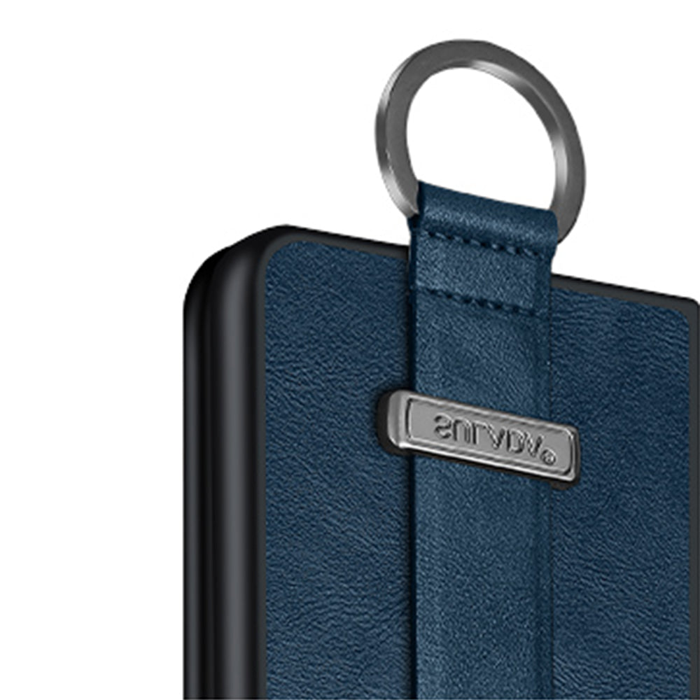 Uniqkart Fashion Series for vivo X Fold2 Leather Coated PC Cover Wristband Kickstand Folding Phone Case - Black