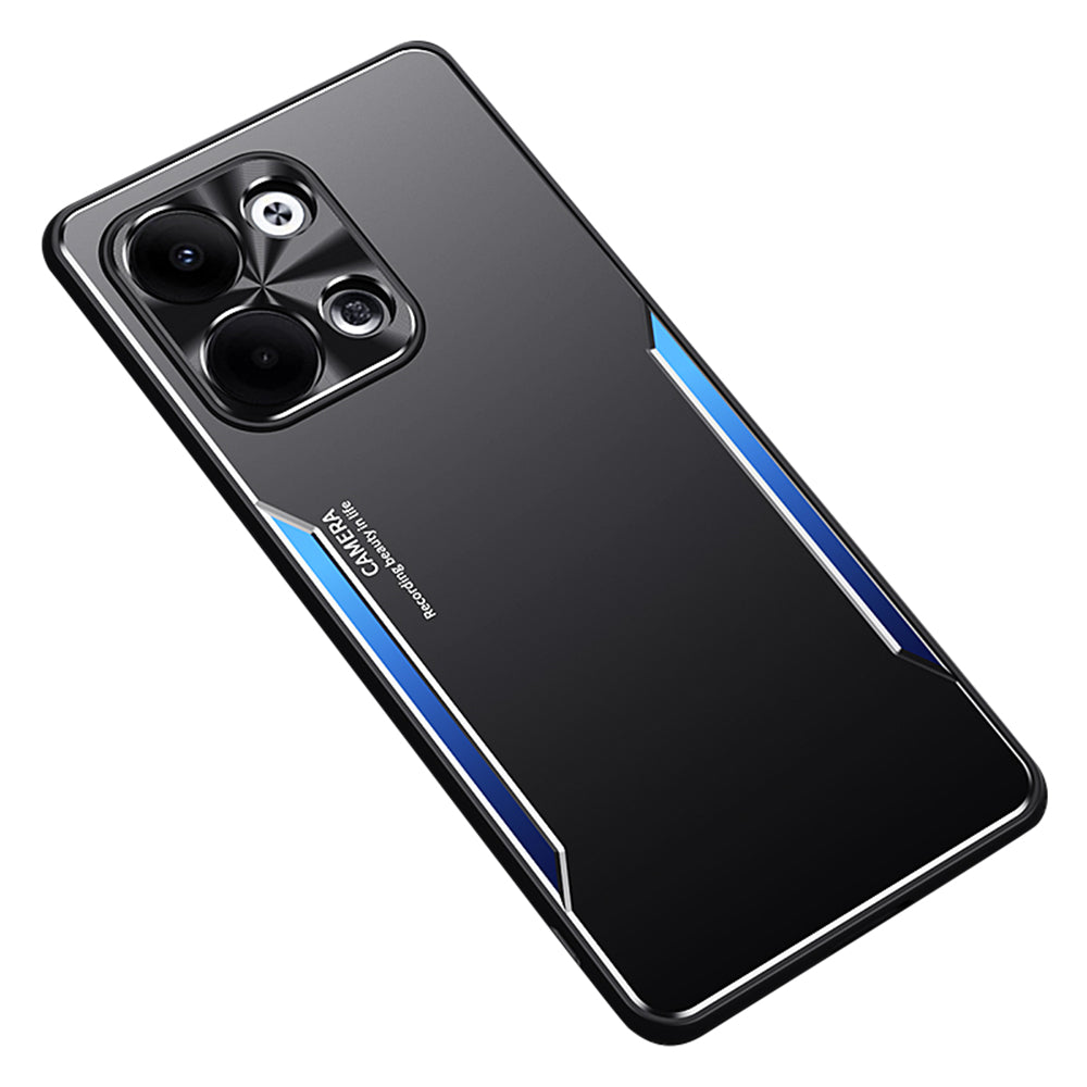 Uniqkart for Oppo Reno9 5G Anti-Scratch Phone Shell Aluminum Alloy Soft TPU Raised Lens Bezel Mobile Phone Case - Blue