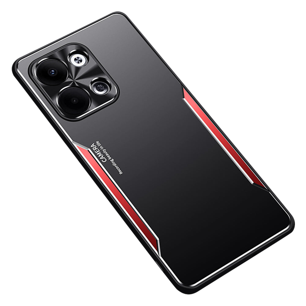 Uniqkart for Oppo Reno9 5G Anti-Scratch Phone Shell Aluminum Alloy Soft TPU Raised Lens Bezel Mobile Phone Case - Red