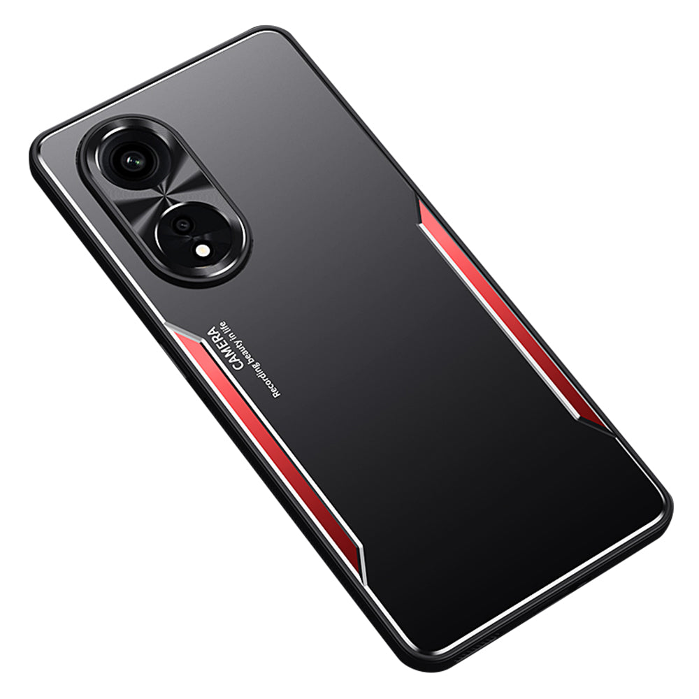 Uniqkart for Oppo A1 Pro 5G / A98 5G / Reno8 T 5G Raised Edge Protection Phone Case Aluminum Alloy + TPU Mobile Phone Cover - Red