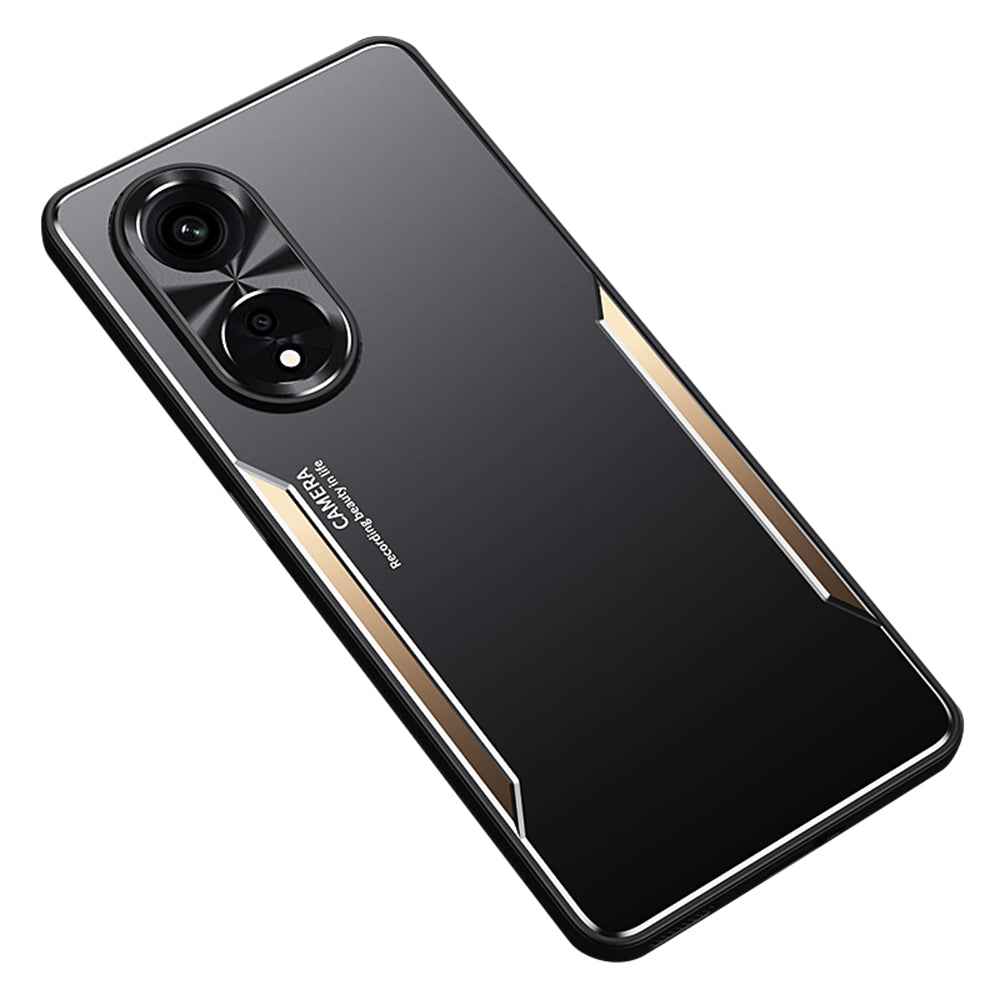 Uniqkart for Oppo A1 Pro 5G / A98 5G / Reno8 T 5G Raised Edge Protection Phone Case Aluminum Alloy + TPU Mobile Phone Cover - Gold