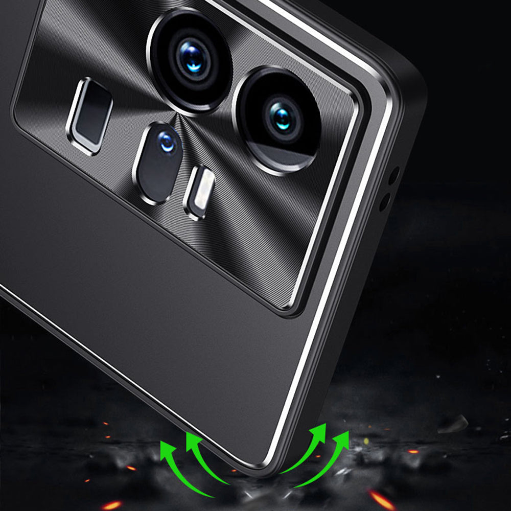 Uniqkart for vivo iQOO 11 Pro 5G Soft TPU + Hard Aluminium Alloy Anti-fall Cover Shockproof Phone Case - Gold
