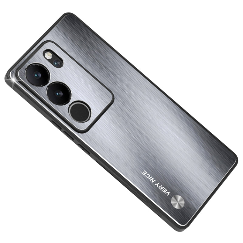 Uniqkart for vivo S17 5G / S17 Pro 5G Mobile Phone Anti-fall Case Aluminum Alloy+TPU Brushed Cover - Silver