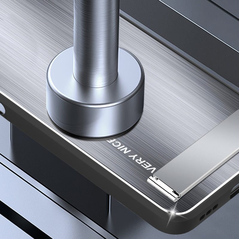 Uniqkart for vivo S17 5G / S17 Pro 5G Phone Case TPU+Aluminium Alloy Brushed Anti-scratch Cover with Kickstand - Blue