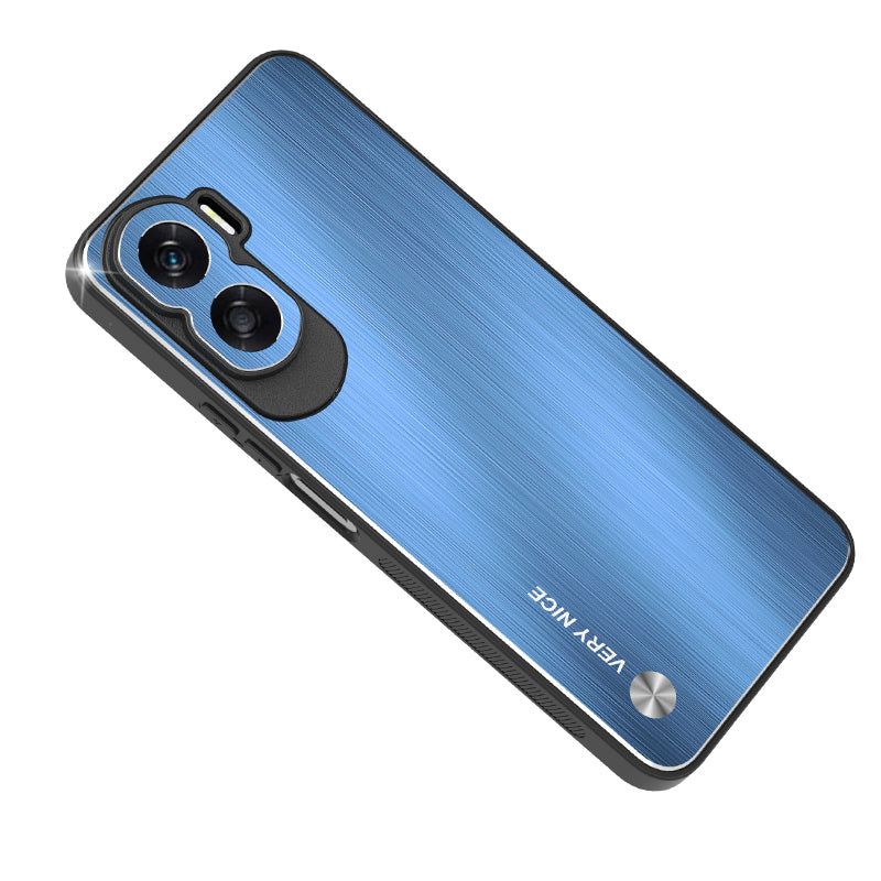 Uniqkart for Honor X50i Aluminium Alloy + TPU Phone Case Shockproof Brushed Back Cover - Blue