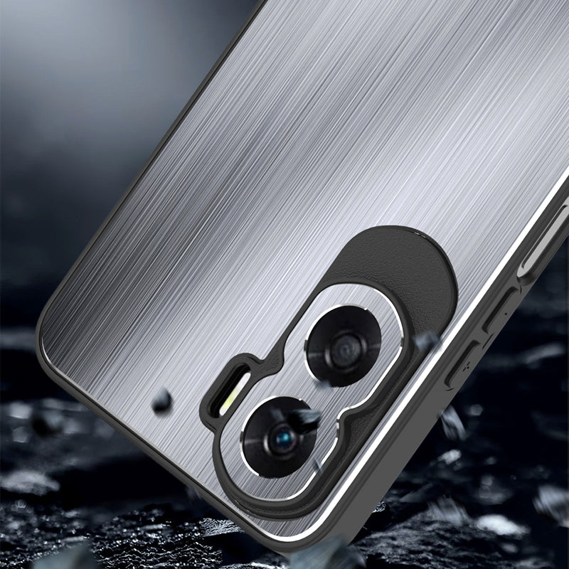 Uniqkart for Honor X50i Aluminium Alloy + TPU Phone Case Shockproof Brushed Back Cover - Silver