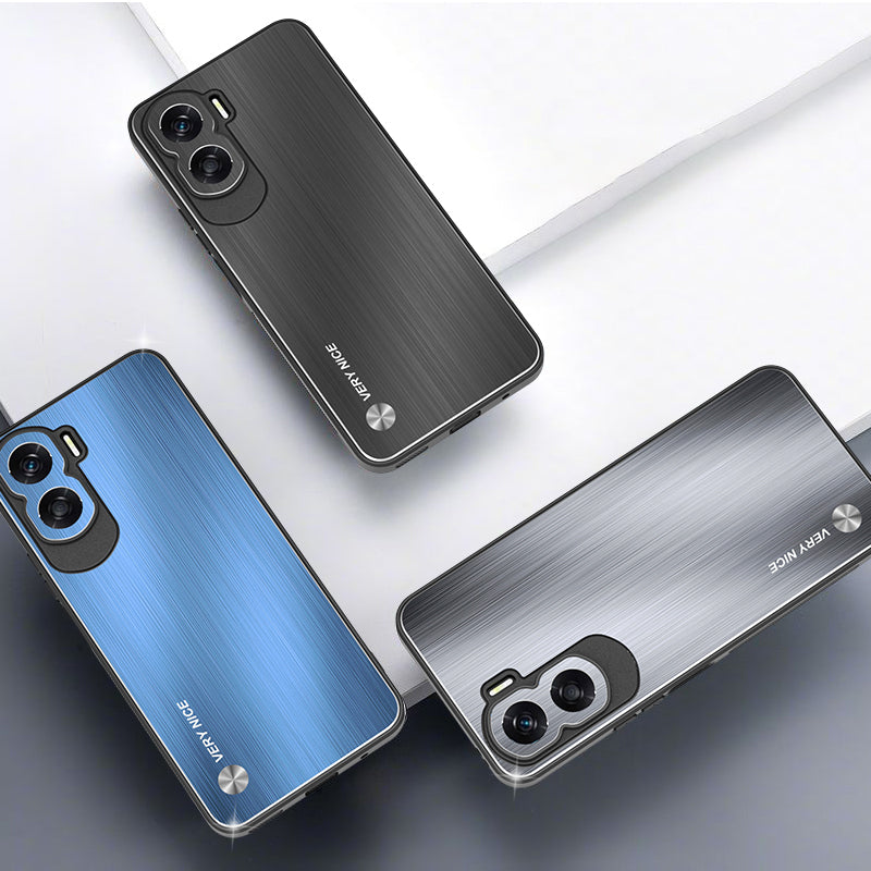 Uniqkart for Honor X50i Aluminium Alloy + TPU Phone Case Shockproof Brushed Back Cover - Silver