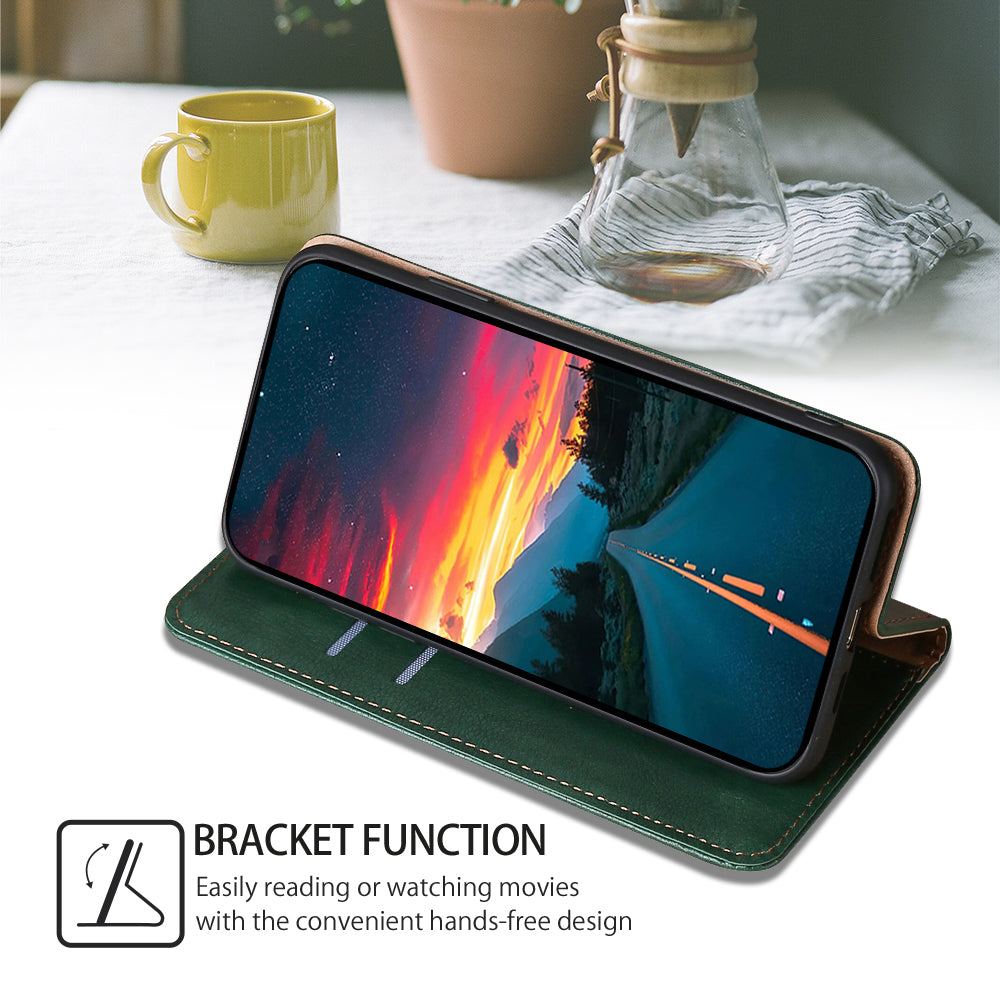 Uniqkart for Samsung Galaxy M54 / F54 5G Magnetic Closing Phone Case PU Leather Stand Wallet Cover - Green