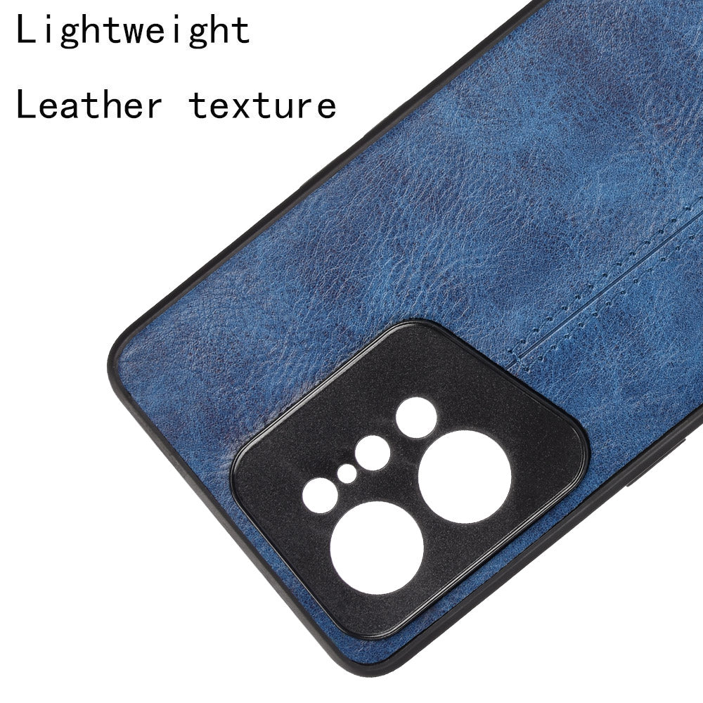 Uniqkart for Oppo Find X5 PU Leather Coated TPU+PC Phone Case Cowhide Texture Protective Cover - Blue
