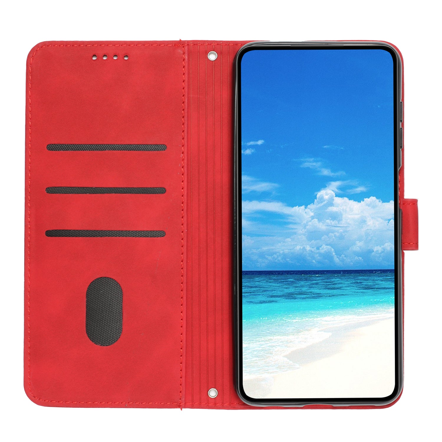 Wallet PU Leather Case for Infinix Hot 30 , Heart Shape Phone Stand Cover with Shoulder Strap - Red