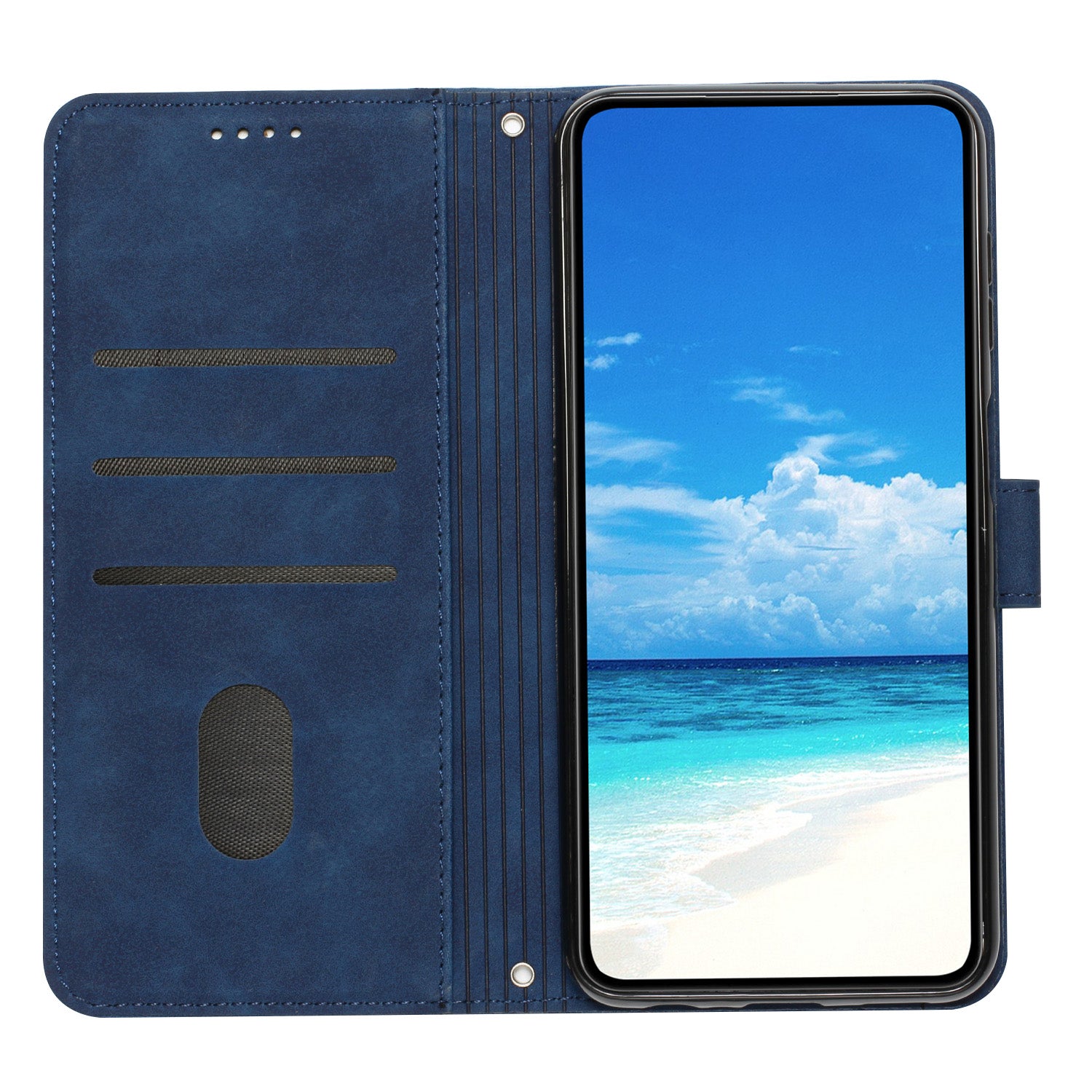 Wallet Case for Xiaomi Redmi Note 12 Turbo / Poco F5 5G , PU Leather Heart Shape Stand Phone Cover with Shoulder Strap - Sapphire