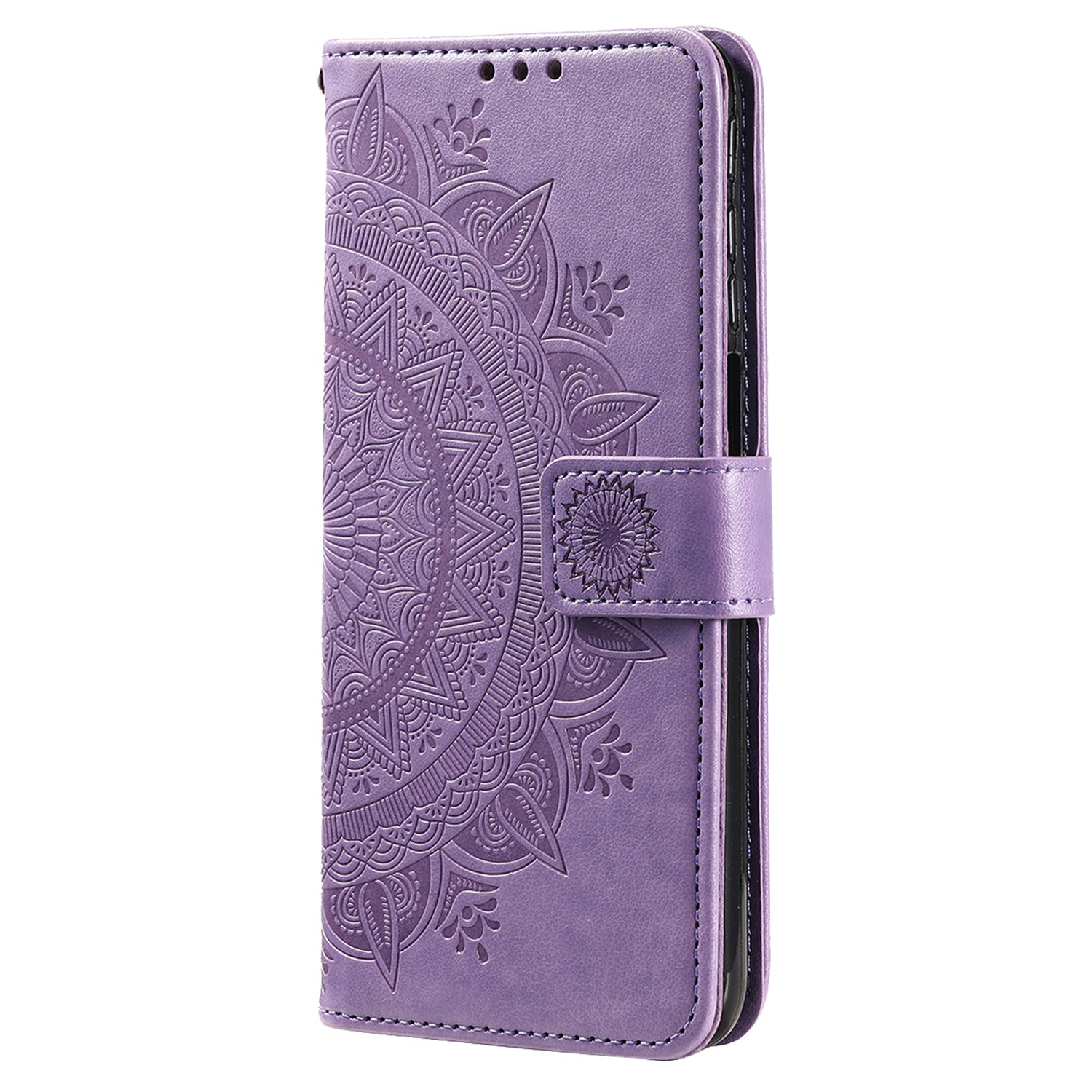 Wallet Shell for Realme Narzo N53 4G / C53 4G PU Leather Case Mandala Flower Imprint Stand Cover - Purple