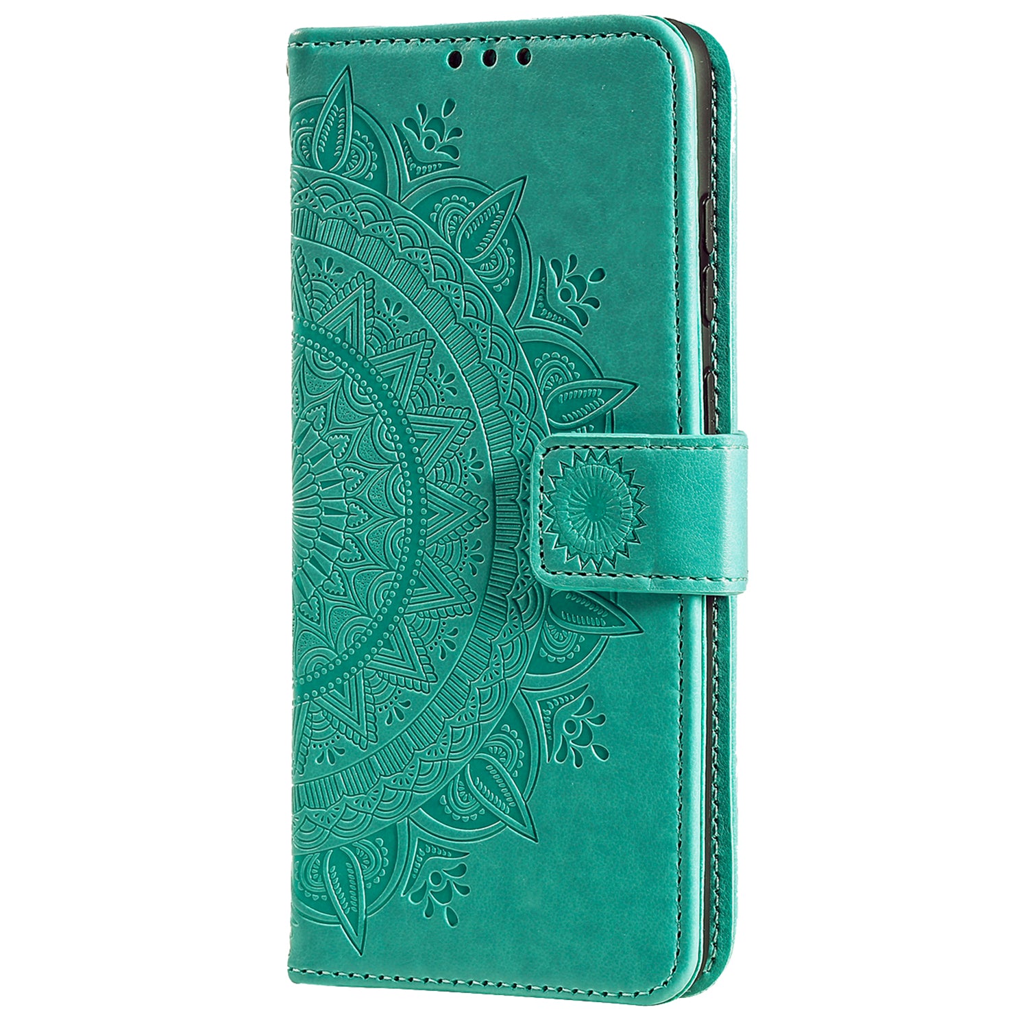 Wallet Shell for Realme Narzo N53 4G / C53 4G PU Leather Case Mandala Flower Imprint Stand Cover - Green