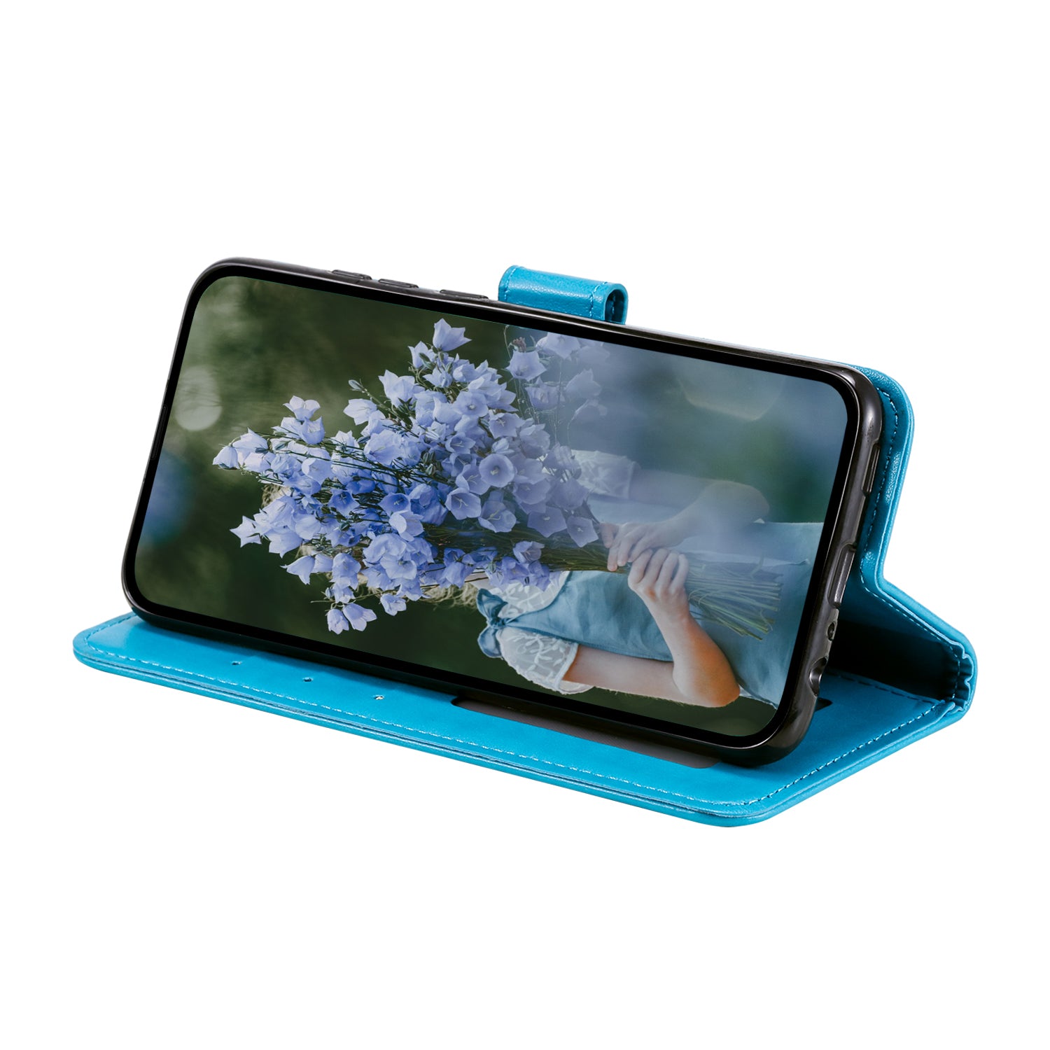 Wallet Shell for Realme Narzo N53 4G / C53 4G PU Leather Case Mandala Flower Imprint Stand Cover - Blue