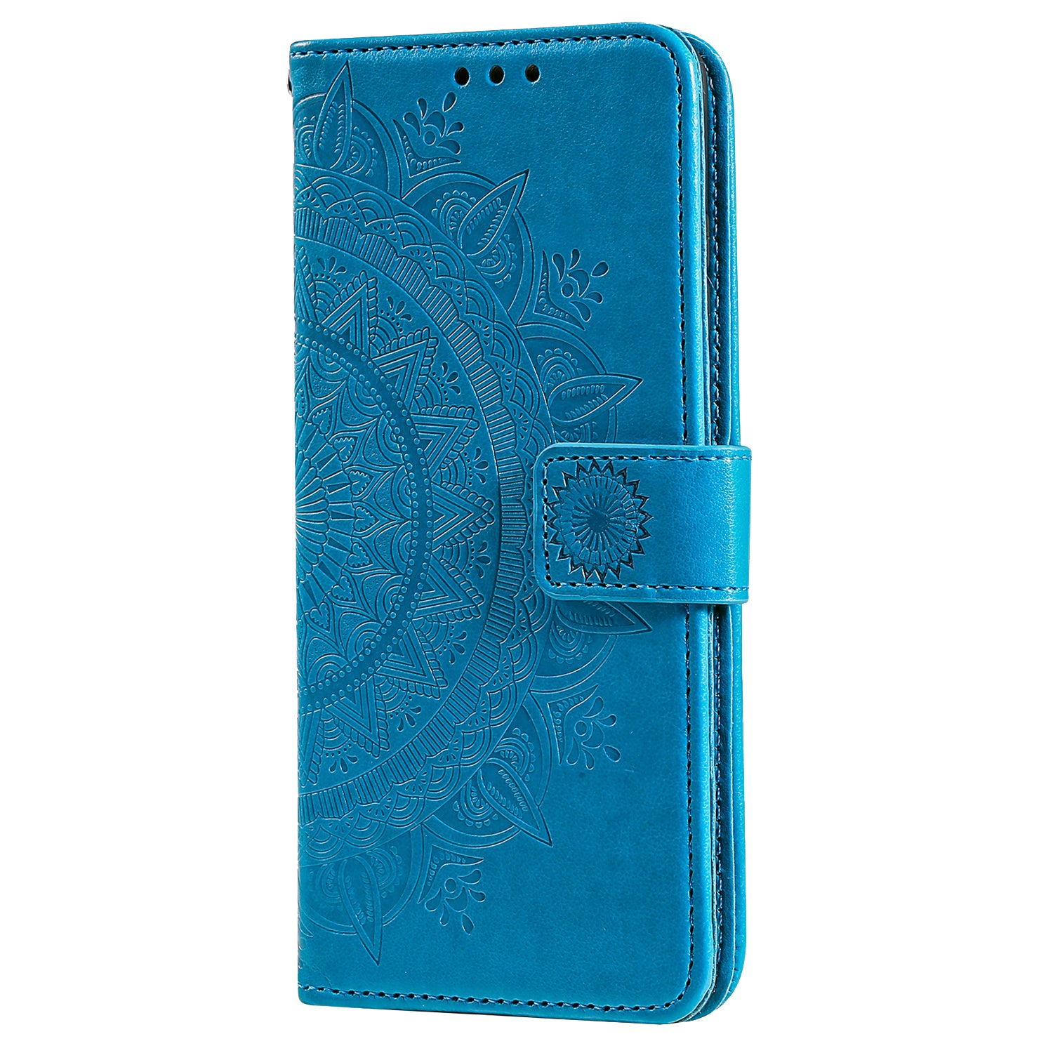 Wallet Shell for Realme Narzo N53 4G / C53 4G PU Leather Case Mandala Flower Imprint Stand Cover - Blue