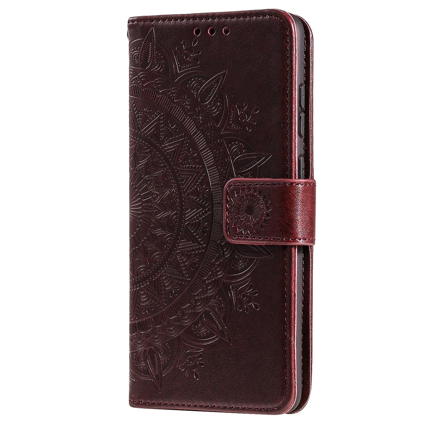 Wallet Shell for Realme Narzo N53 4G / C53 4G PU Leather Case Mandala Flower Imprint Stand Cover - Brown