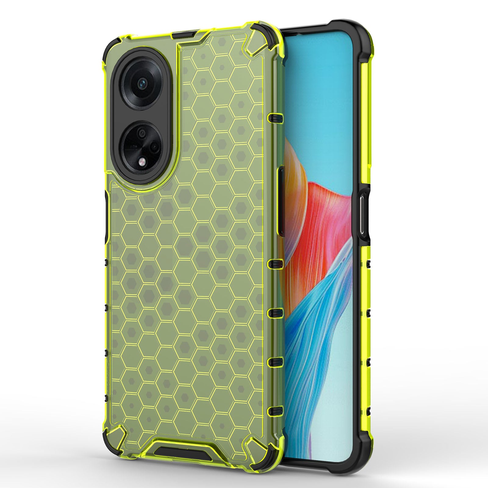 Uniqkart for Oppo A98 5G Anti-drop Phone Case TPU+PC Honeycomb Texture Cover - Green