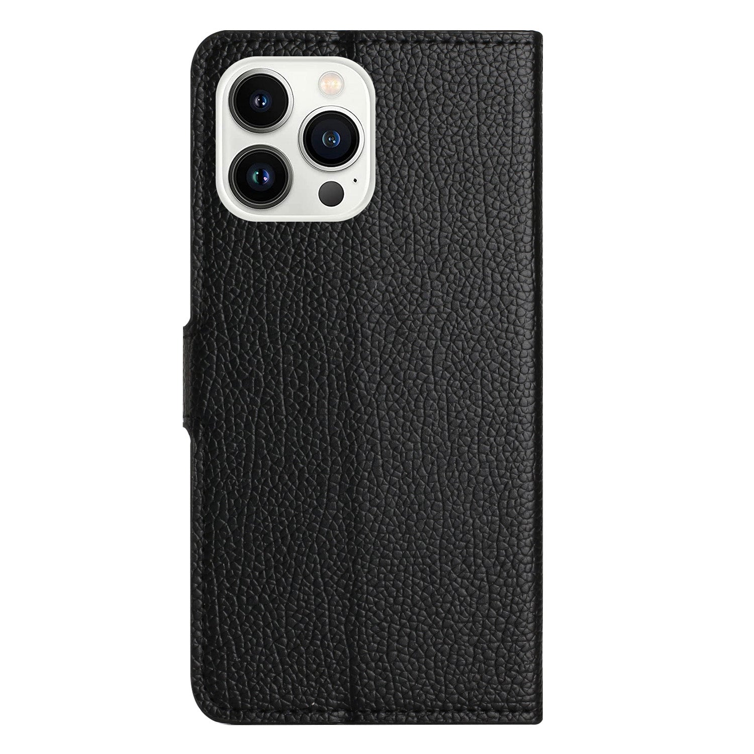 Wallet Phone Case for iPhone 15  Pro , Litchi Texture PU Leather Stand Phone Cover - Black