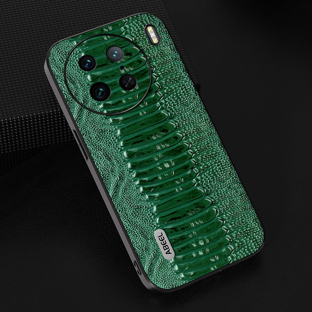 Uniqkart For vivo X90 Pro+ 5G Crocodile Texture PC+TPU Cover Genuine Cow Leather Coated Phone Case - Green