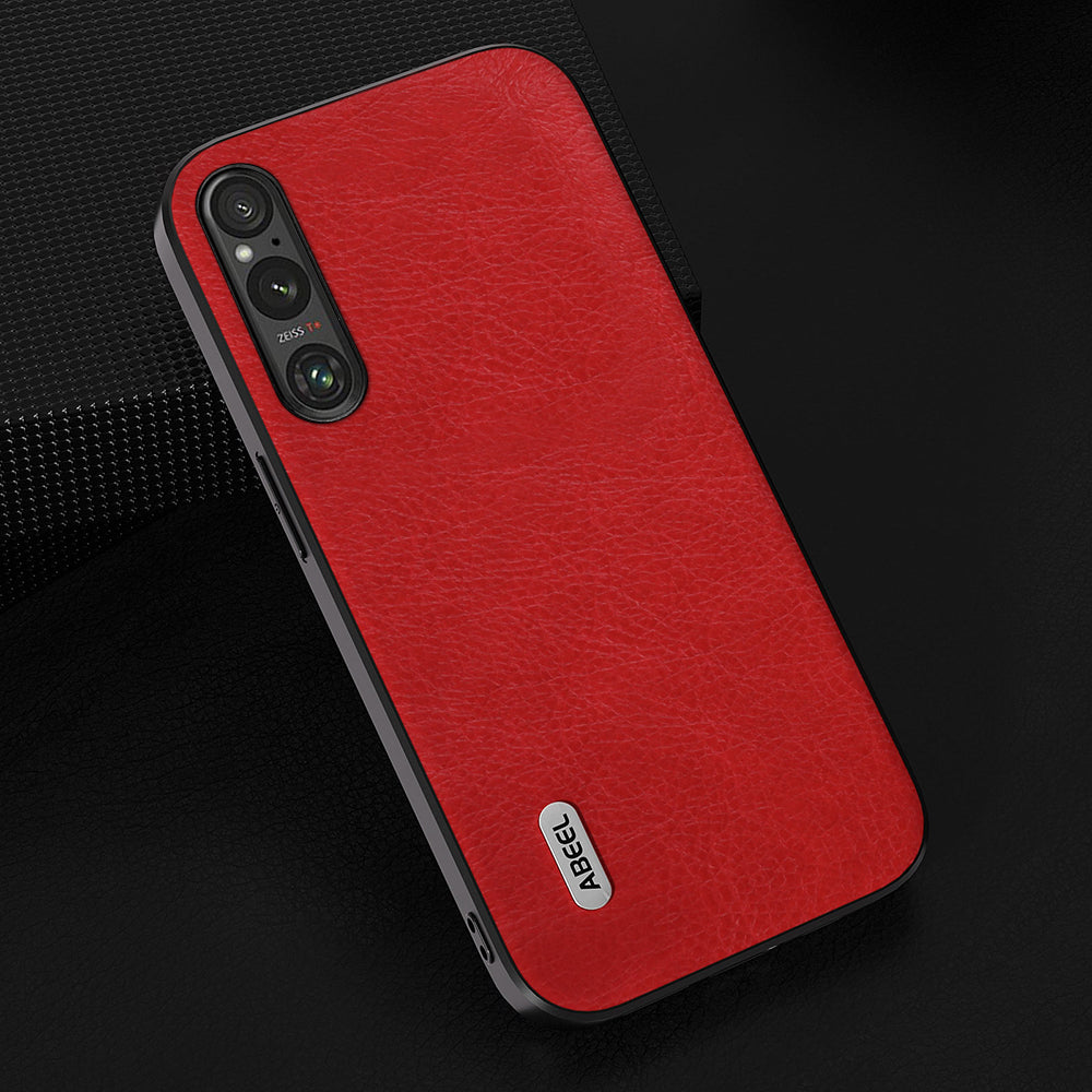 Uniqkart For Sony Xperia 1 V Retro Anti-drop Phone Case Litchi Texture PU Leather Coated TPU+PC Cover - Red