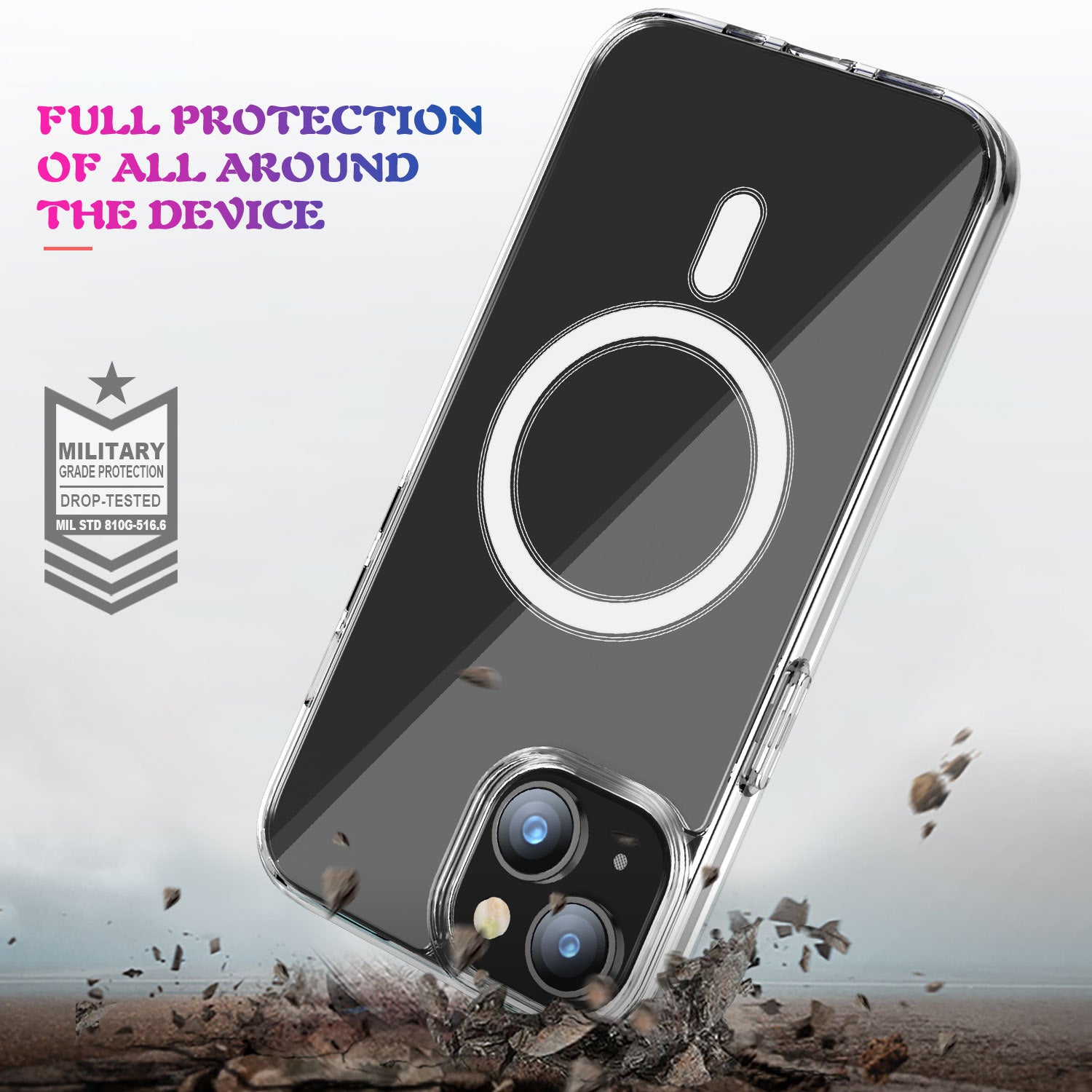 Uniqkart for iPhone 15 Clear Phone Cover Compatible with MagSafe Fall Protection TPU+PC Case
