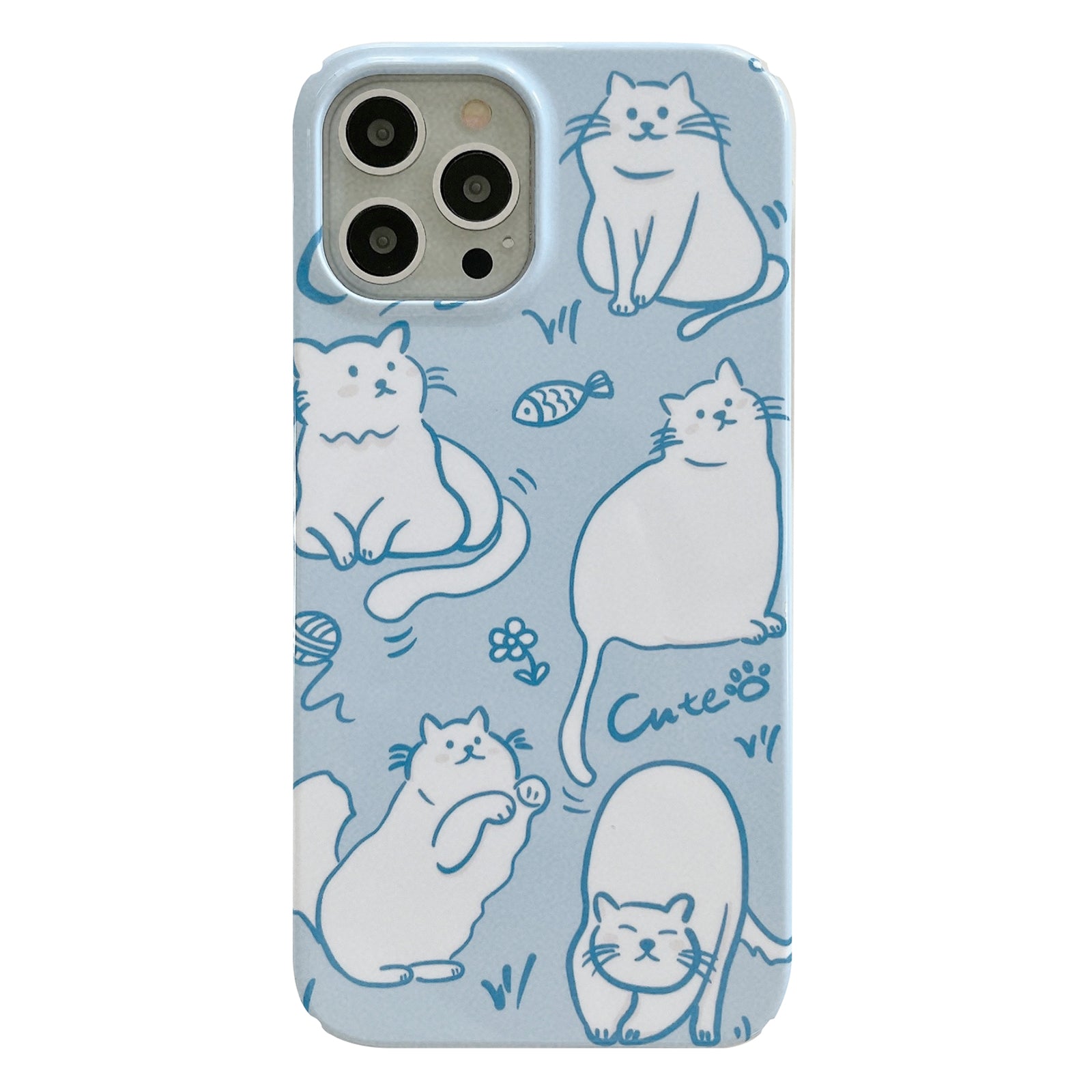 Uniqkart for iPhone 12 Pro Max 6.7 inch Hard PC Phone Case Pattern Printing Protective Glossy Phone Shell - Cute Cats