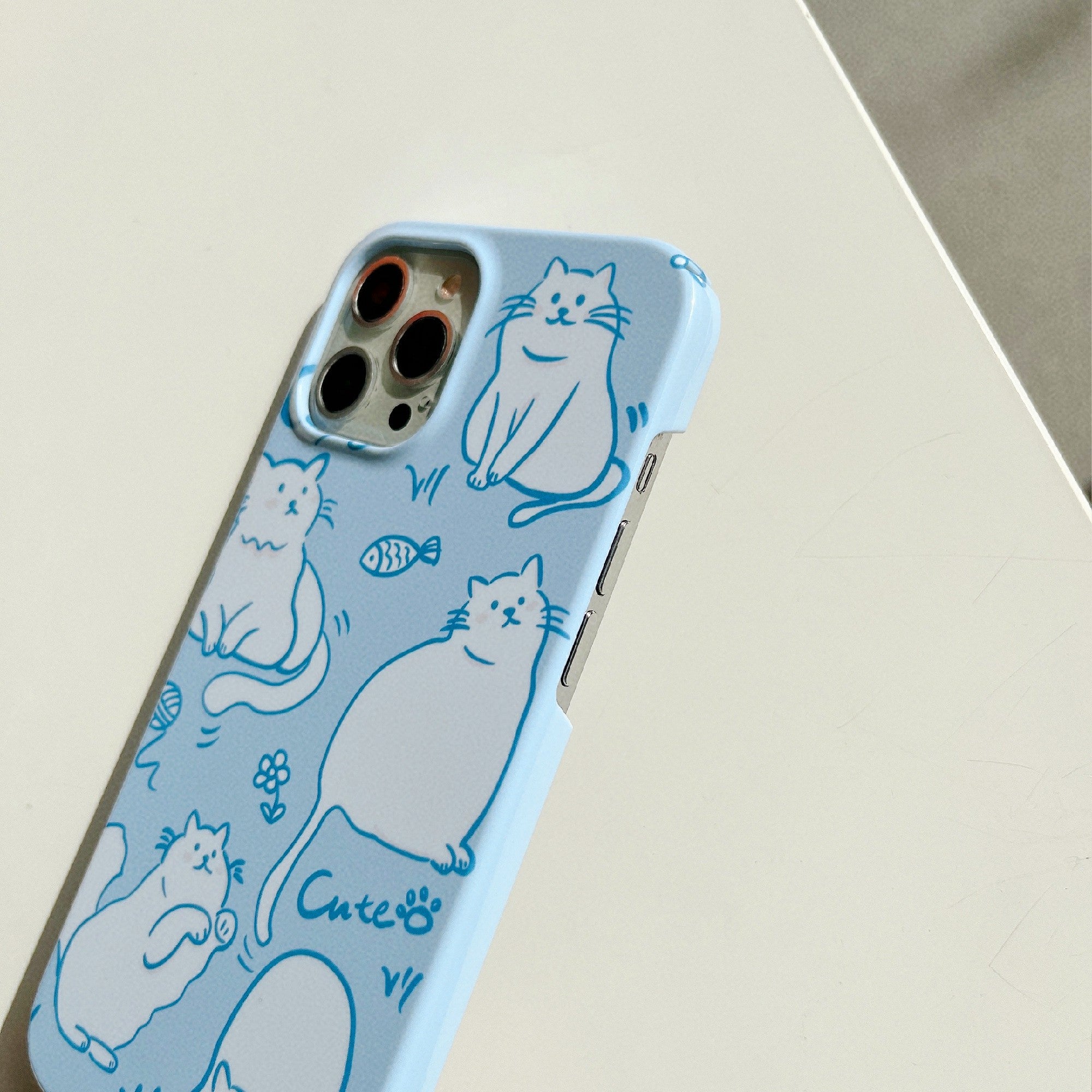 Uniqkart for iPhone 12 Pro Max 6.7 inch Hard PC Phone Case Pattern Printing Protective Glossy Phone Shell - Cute Cats