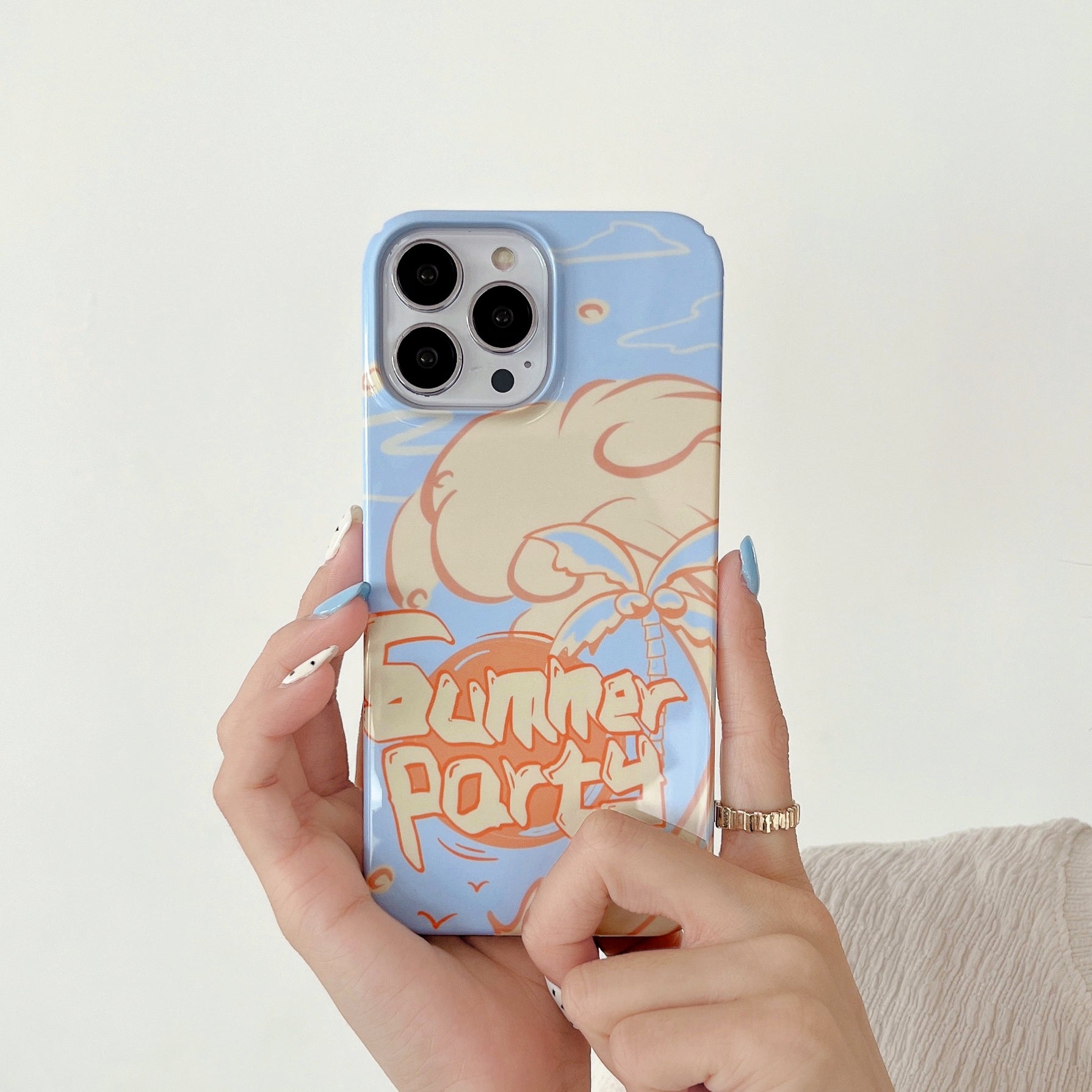 Uniqkart for iPhone 12 Pro Max 6.7 inch Hard PC Phone Case Pattern Printing Protective Glossy Phone Shell - Summer Party