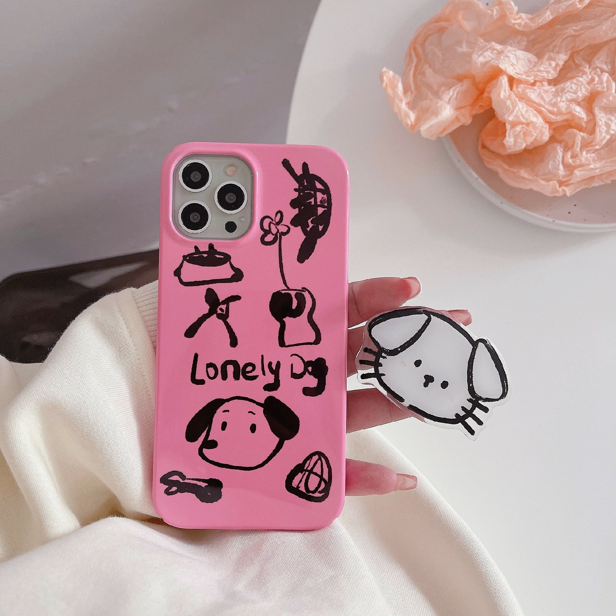 Uniqkart for iPhone 12 Pro Max 6.7 inch Hard PC Phone Case Pattern Printing Protective Glossy Phone Shell - Lonely Dog