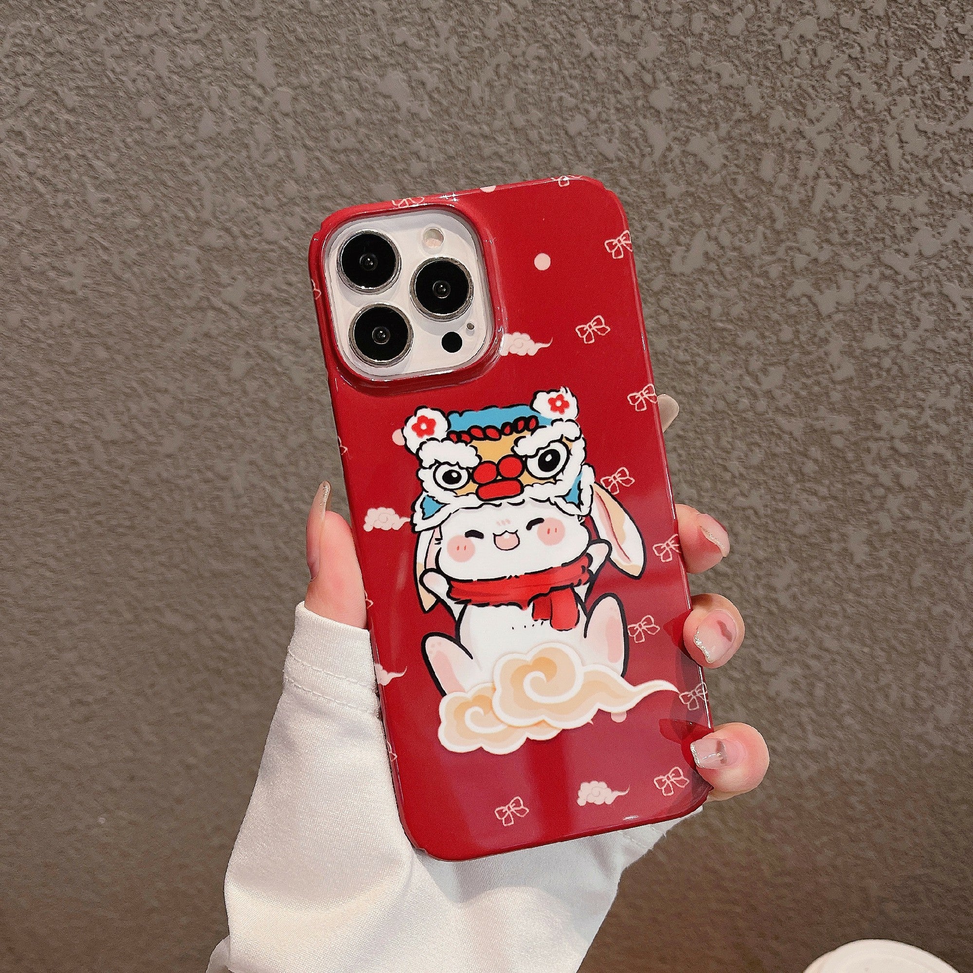 Hard PC Phone Cover for iPhone 12 Pro 6.1 inch Pattern Printing Anti-Drop Glossy Phone Case - Rabbit