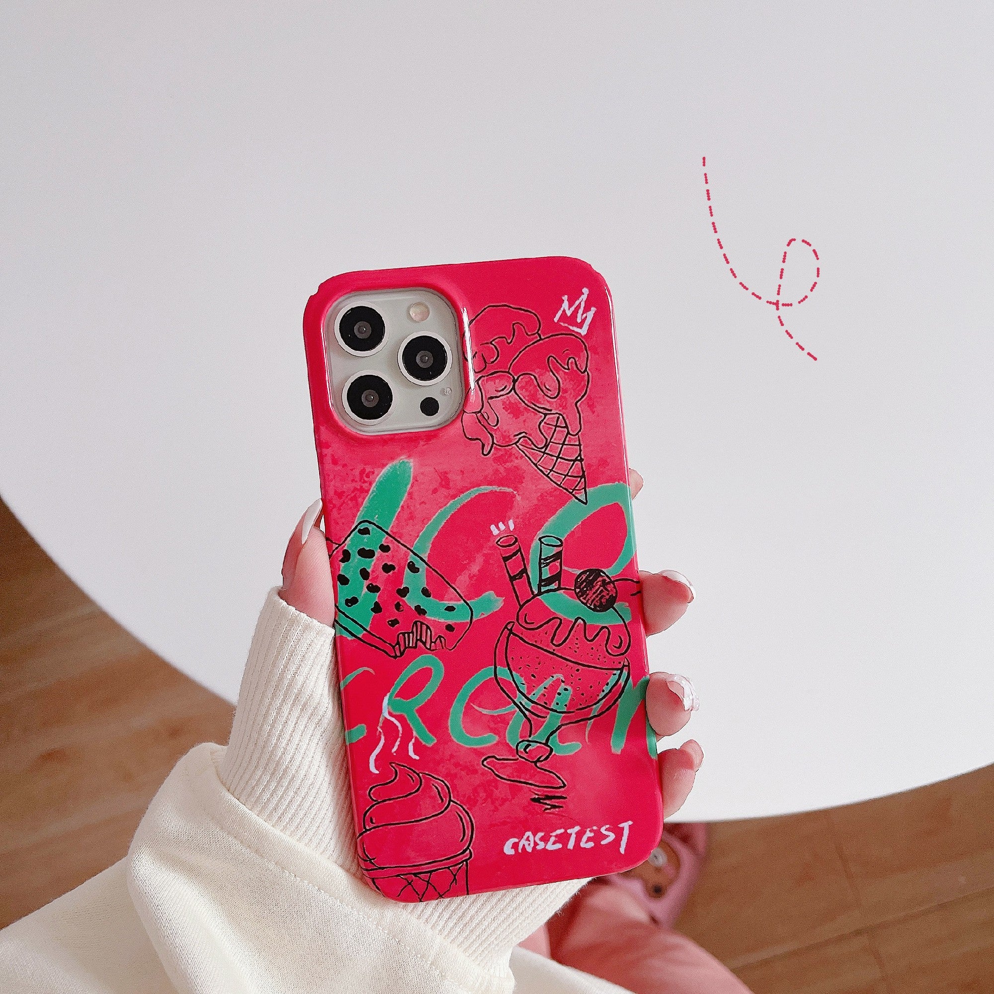 Hard PC Phone Cover for iPhone 12 Pro 6.1 inch Pattern Printing Anti-Drop Glossy Phone Case - Ice Cream and Crown