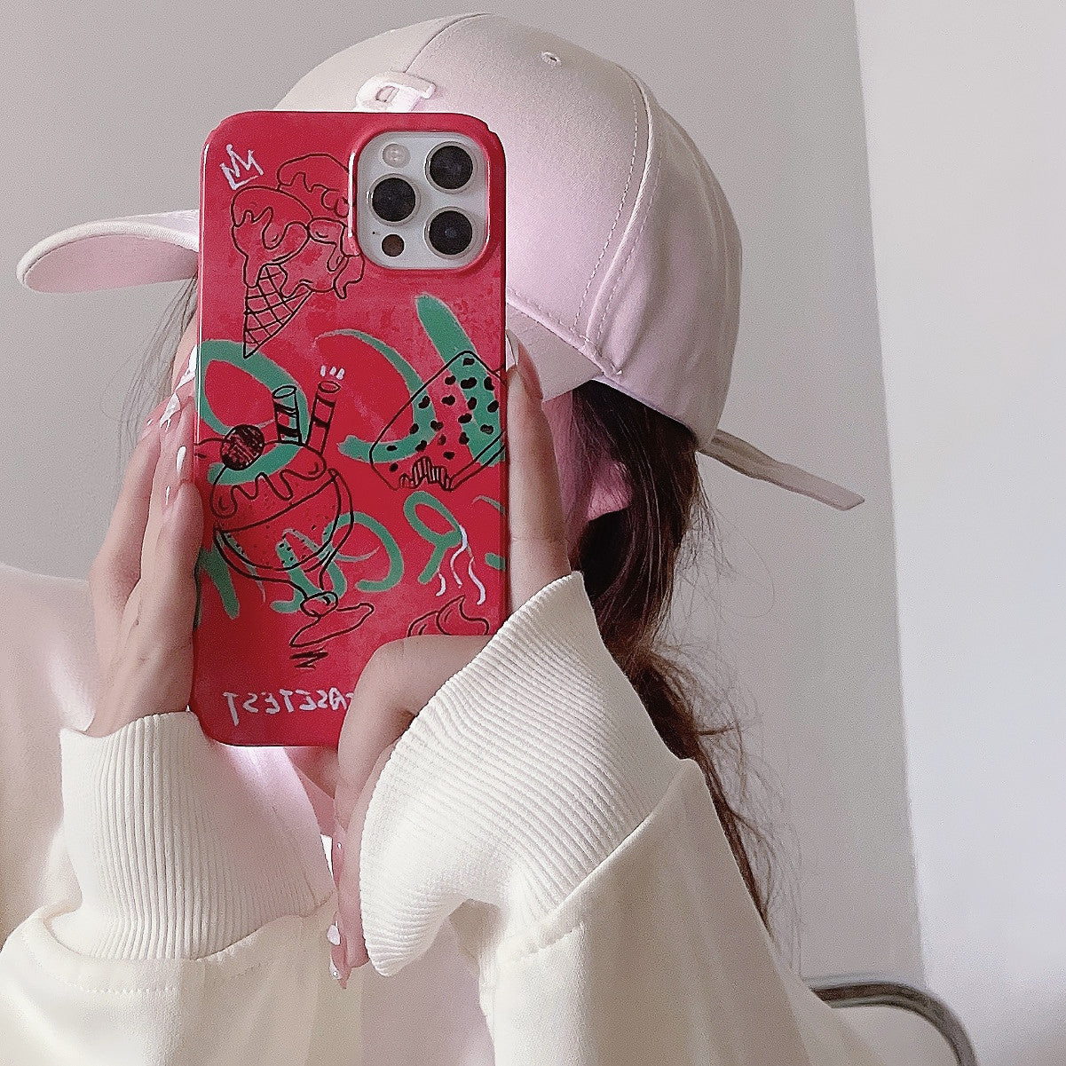 Hard PC Phone Cover for iPhone 12 Pro 6.1 inch Pattern Printing Anti-Drop Glossy Phone Case - Ice Cream and Crown