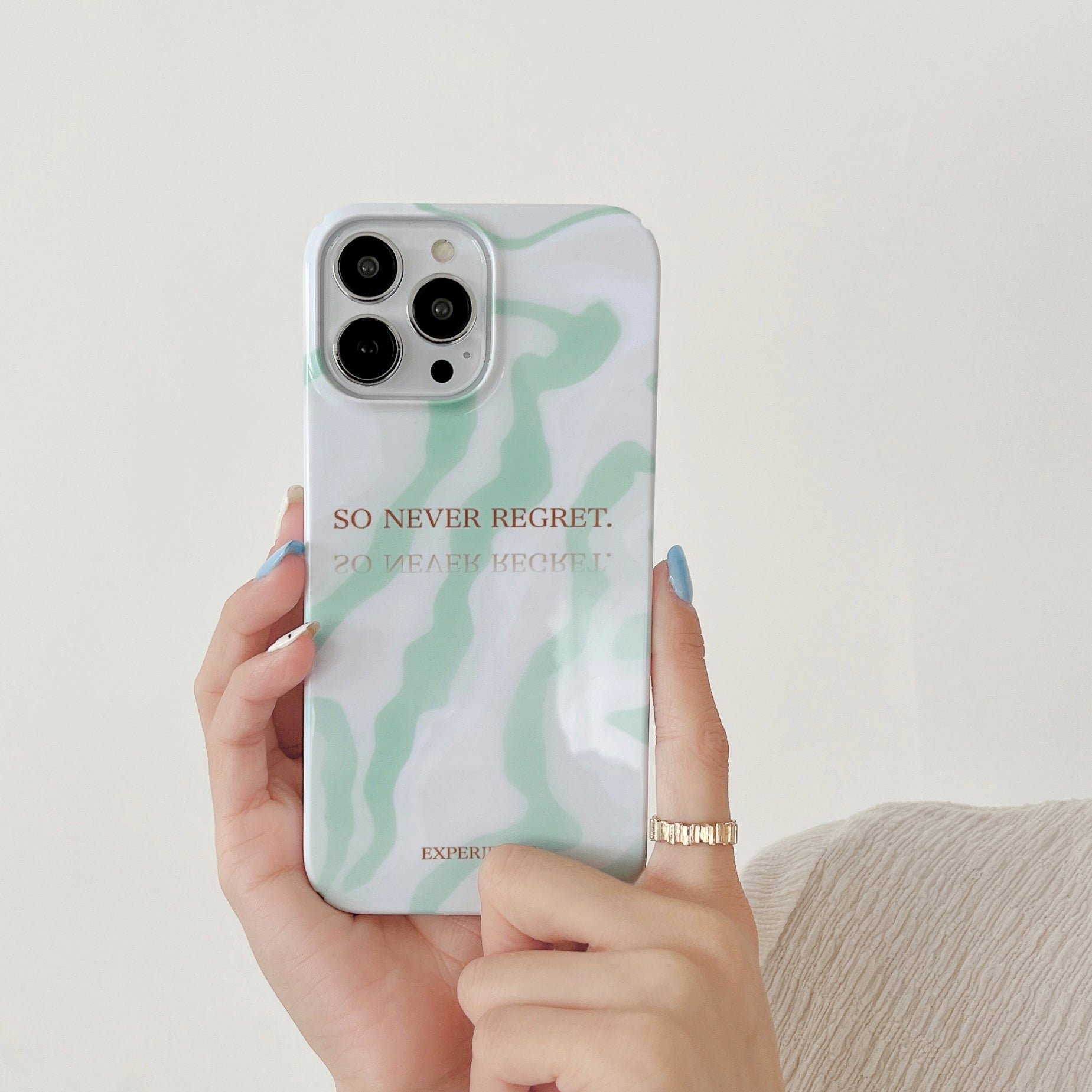 Hard PC Phone Cover for iPhone 12 Pro 6.1 inch Pattern Printing Anti-Drop Glossy Phone Case - Matcha Green Water Ripple