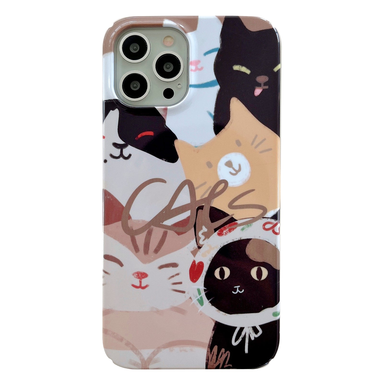 Hard PC Phone Cover for iPhone 12 Pro 6.1 inch Pattern Printing Anti-Drop Glossy Phone Case - Stacking Cats