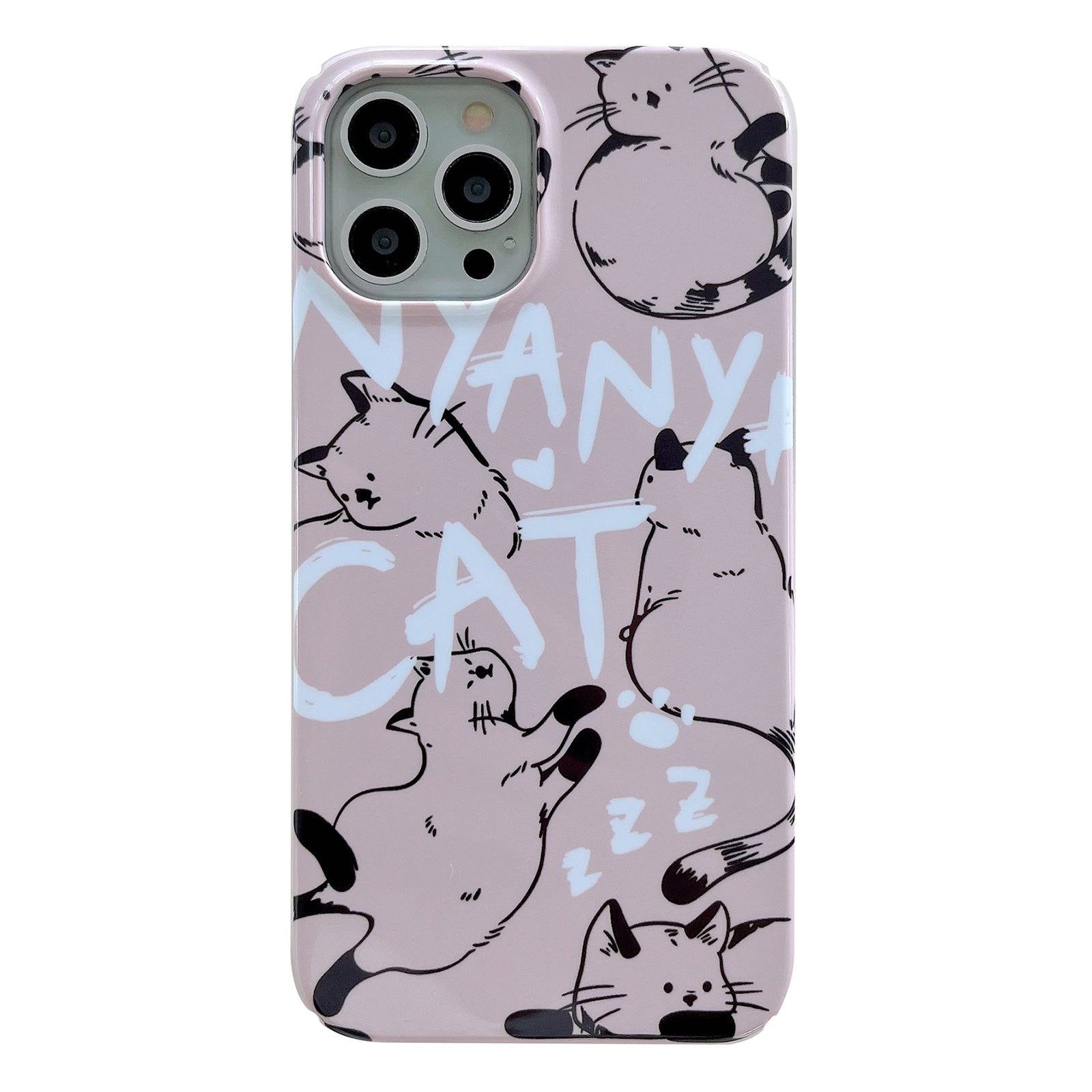 Hard PC Phone Cover for iPhone 12 Pro 6.1 inch Pattern Printing Anti-Drop Glossy Phone Case - Cat